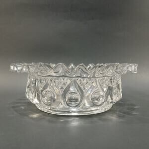 Reverse Torpedo Pattern 7" Round Glass Bowl, Vtg EAPG by Dalzell, Gilmore, Leigh